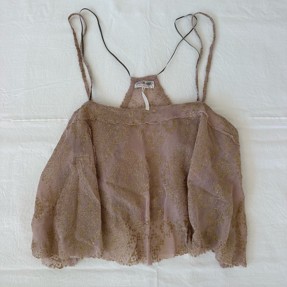 FREE PEOPLE Intimates Metallic Pattern Crop Top